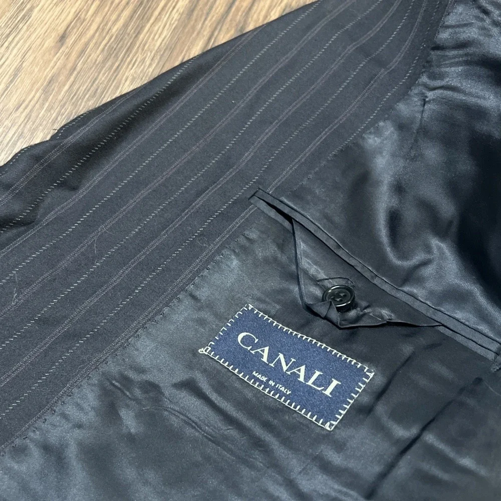 Canali Super 120s Pure Wool Men's Blazer Navy Pinstripe Size 54 Long Italy